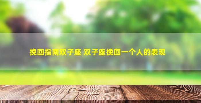 挽回指南双子座 双子座挽回一个人的表现